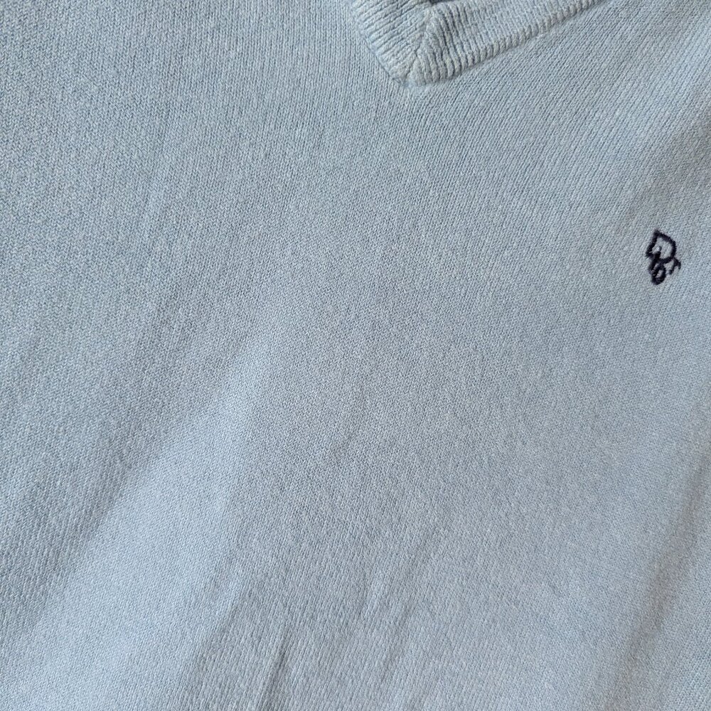 Vintage 70s Christian Dior Powder Baby Blue V Neck Sweater Size Medium - Picture 5 of 9